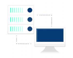 An illustration of a server connected to a computer